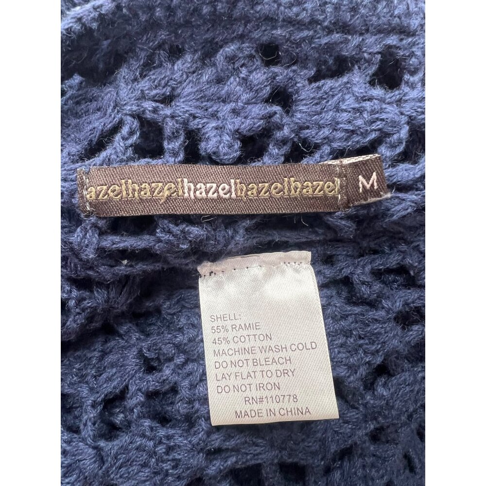 Vtg Y2K Anthropologie Navy Blue Crochet Open Cardigan | Coastal Grandma Indie M - Picture 13 of 15